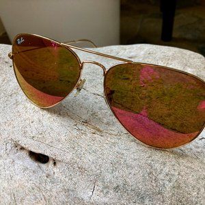 Ray-Ban Pink and Gold Aviators with Case
